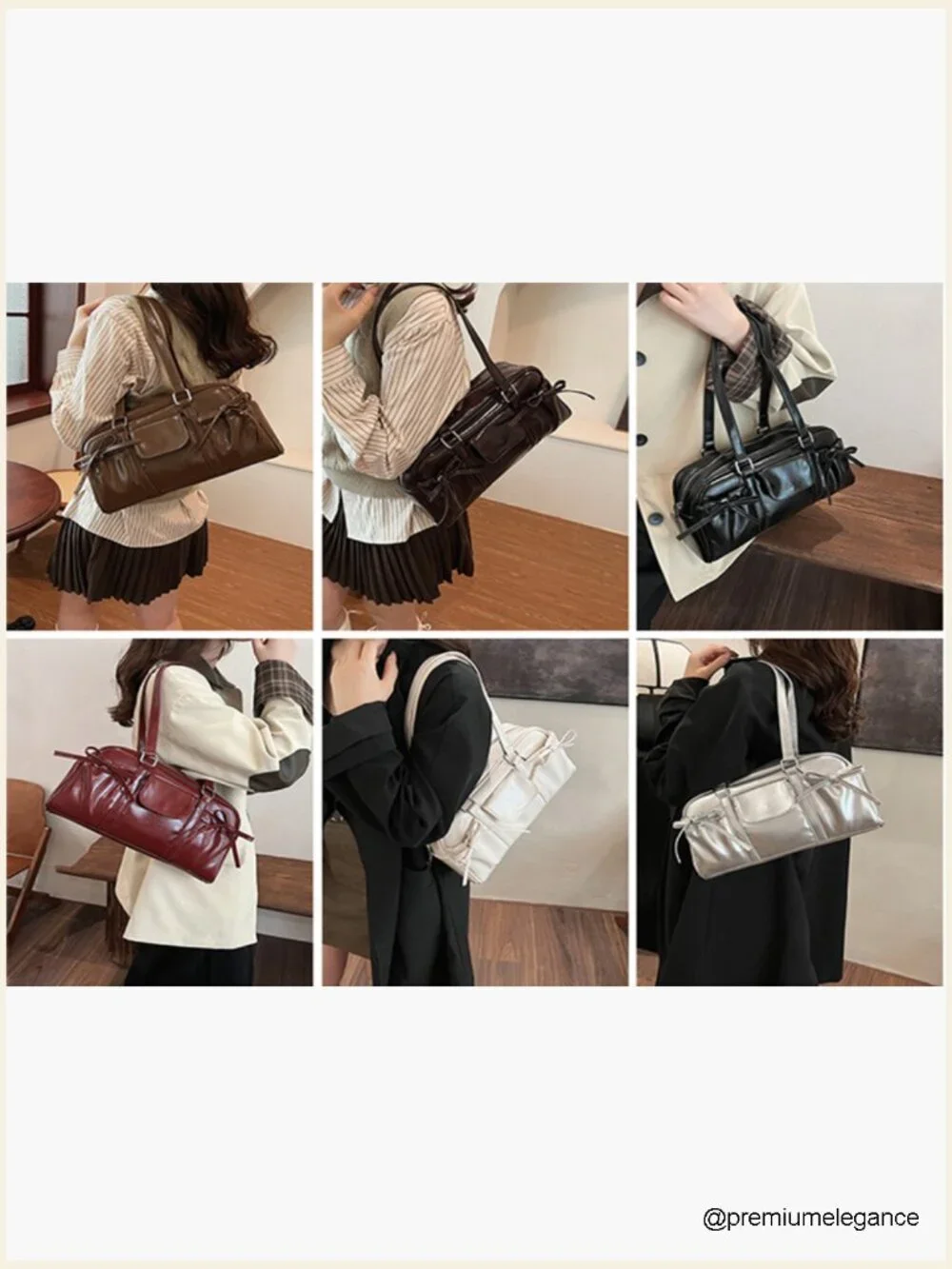 Vegan Leather Slouchy Hobo Shoulder Bag with Zipper Closure